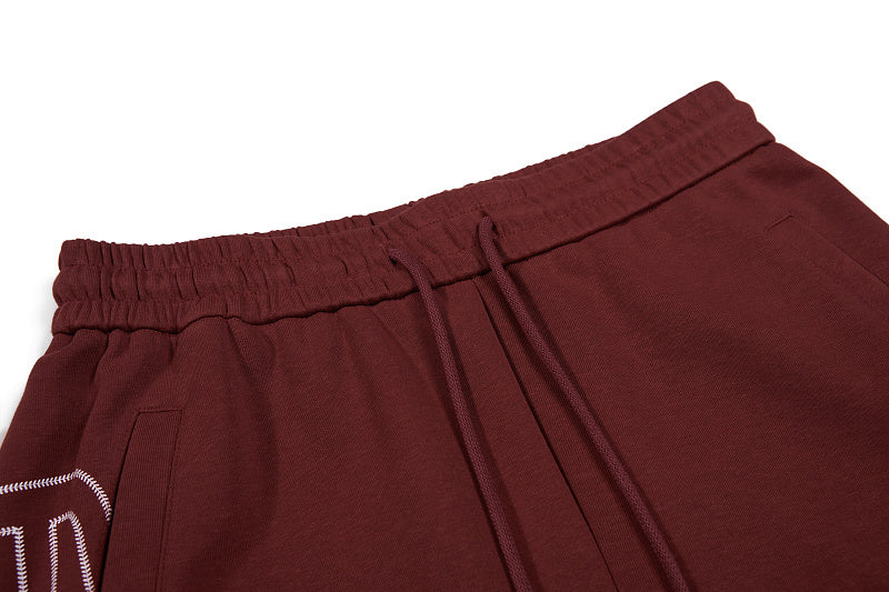 Yiaknis Wide-Leg Sweatpants, Letter Print, Burgundy and Black