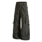 Yiaknis Wide-Leg Cargo Trousers, D-Ring Pockets, Black and Dark Green – photo 10