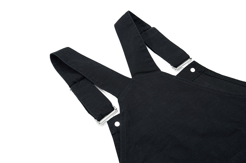 Yiaknis Wide-Leg Overalls with Snap Buttons - Black, Off White