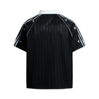 Yiaknis Men's Black and White V-Neck Polo Shirt, Script and Flag Print – photo 10