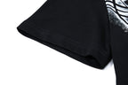 Yiaknis T-Shirt with Large Diagonal Calligraphy Print, White and Black – photo 10