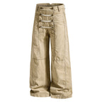 Yiaknis Wide-Leg Trousers with Rope Front Lacing, Black and Beige – photo 10