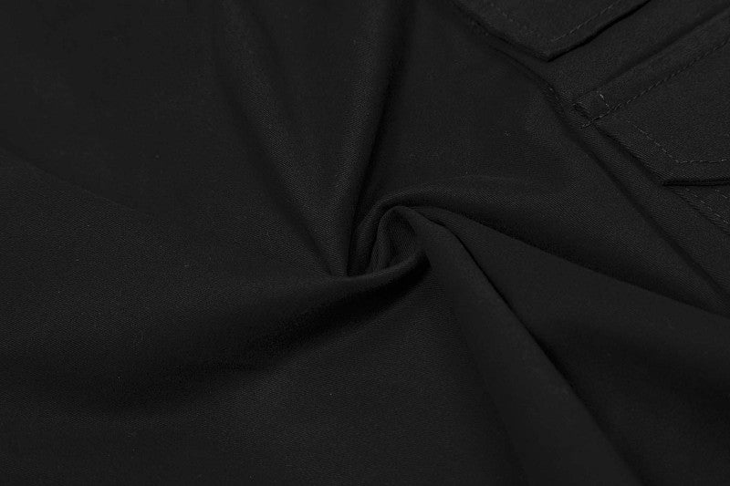 Yiaknis Black Wide-Leg Cargo Capri Pants with Side Pockets