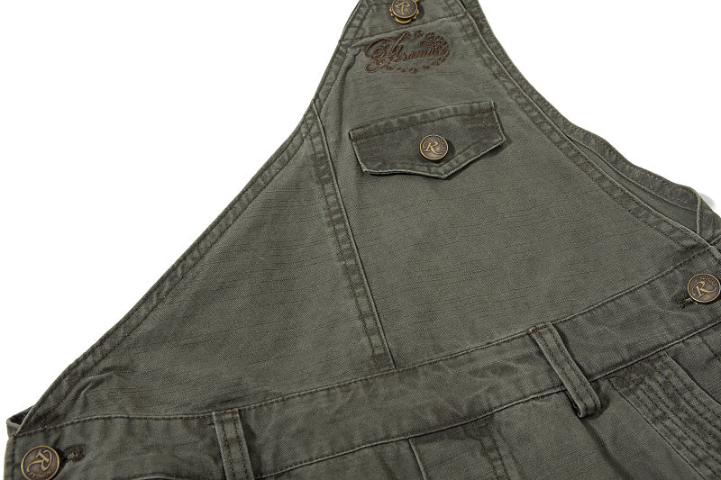 Yiaknis Wide-Leg Overalls with Zip Pockets - Grey Green, Light Beige