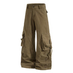 Yiaknis Wide-Leg Cargo Trousers, Pocket Straps, Dark Green and Khaki – photo 10