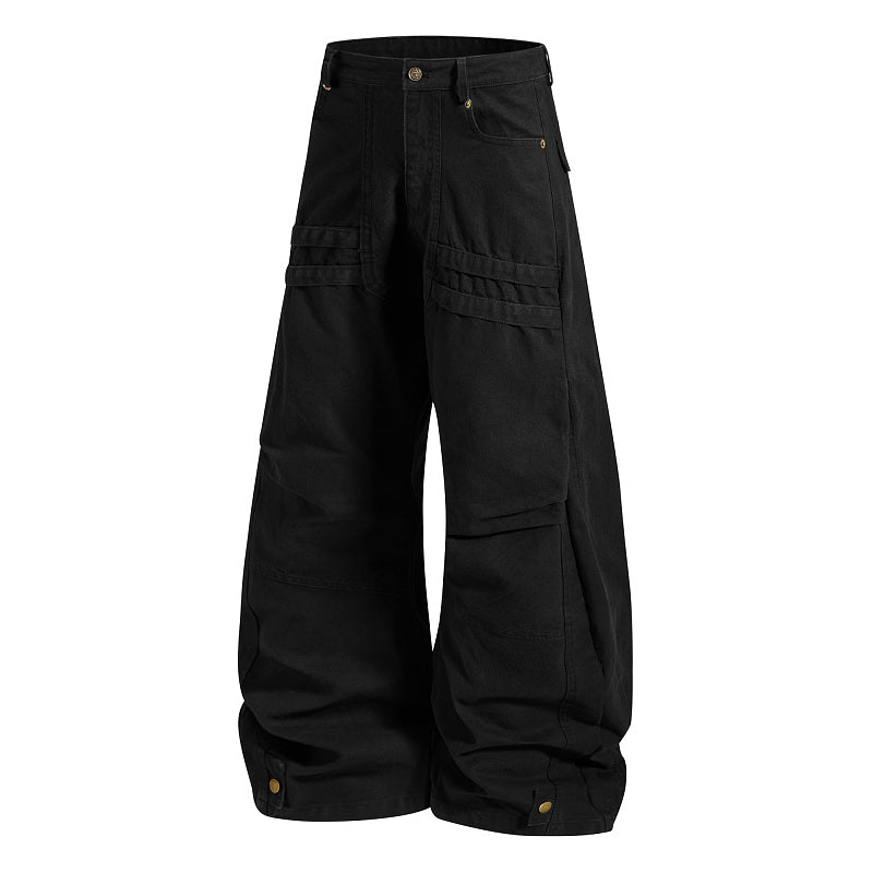 Yiaknis Wide-Leg Trousers with Button Fly and Flap Pockets, Khaki and Black – photo 10