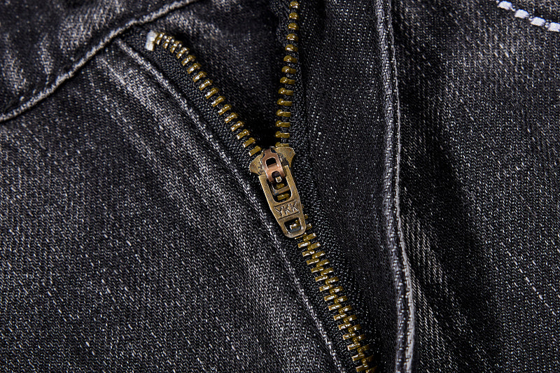 Yiaknis Black Flared Jeans with Gold Leg Embroidery