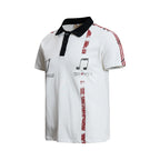 Yiaknis Men's Black and White Polo Shirt, Red Stripe – photo 10