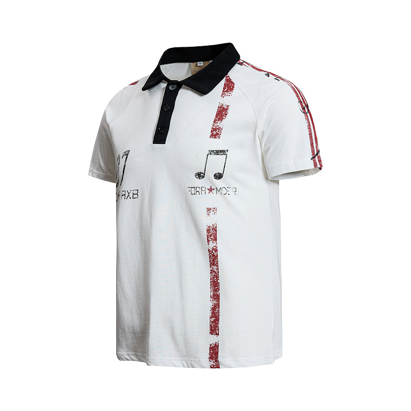 Yiaknis Men's Black and White Polo Shirt, Red Stripe – photo 10