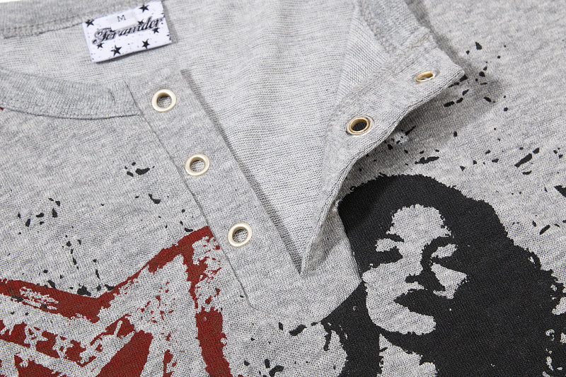 Yiaknis Graphic Raglan T-Shirt, Lace-Up Neck, Grey and White – photo 10