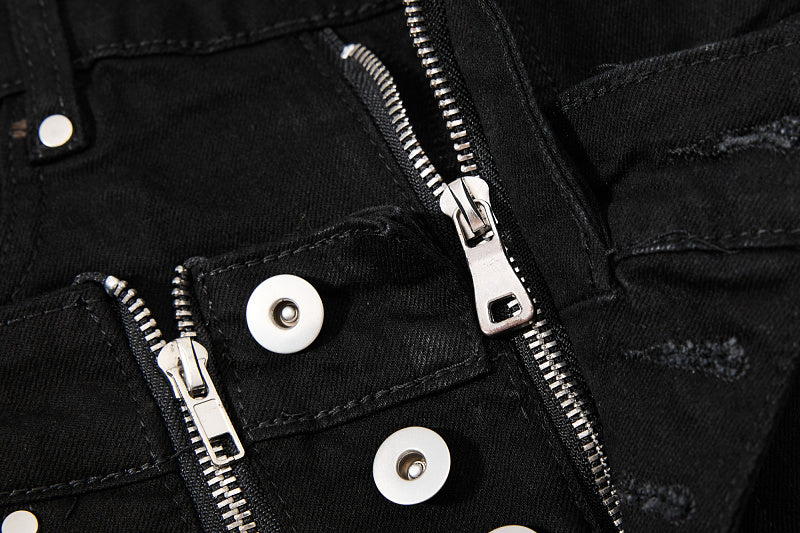 Yiaknis Black Flared Jeans with Zip Pocket and Studs – photo 10