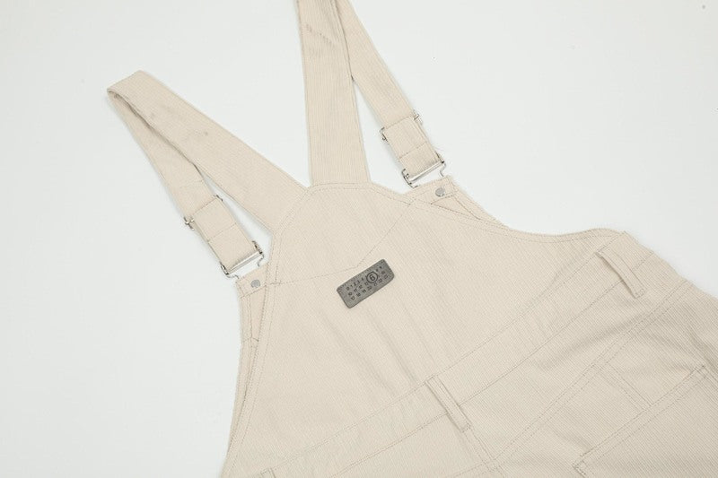 Yiaknis Wide-Leg Overalls with Crossed Back Straps - Dusty Pink, Cream