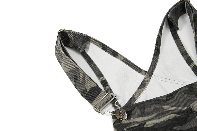 Yiaknis Camouflage Wide-Leg Overalls with Cargo Pockets