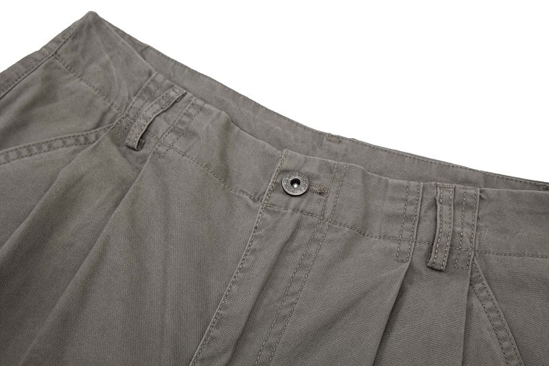 Yiaknis A-Line Cropped Trousers, Cargo Pockets, Grey and Light Grey