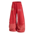 Yiaknis Wide-Leg Trousers with Crest Embroidery, Black and Red – photo 10
