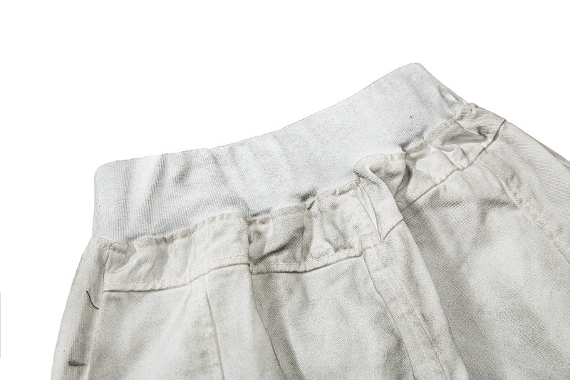Yiaknis Wide-Leg Cropped Denim Trousers, Mesh Panels, Grey and White – photo 10