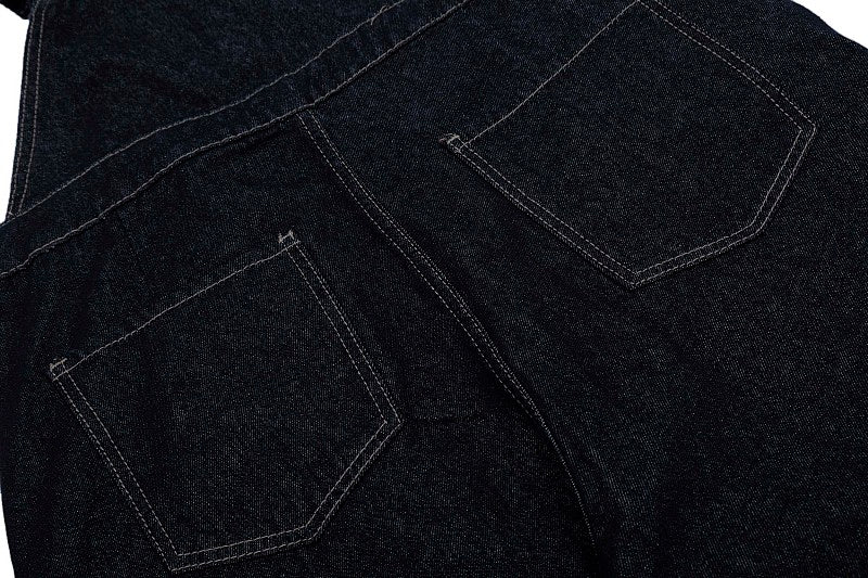 Yiaknis Dark Denim Cargo Overalls with Multiple Pockets - Wide Leg