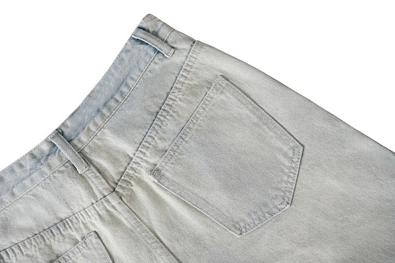 Yiaknis Light Blue Wide-Leg Denim Cargo Capri Pants – photo 11