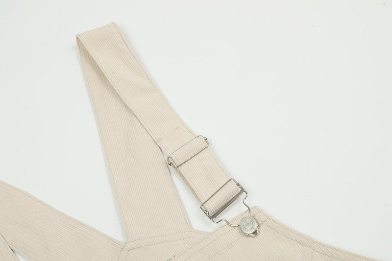 Yiaknis Wide-Leg Overalls with Crossed Back Straps - Dusty Pink, Cream