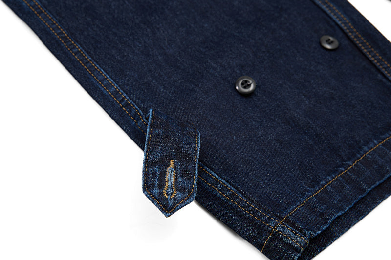 Yiaknis Dark Blue Denim Overalls with Zip and Cargo Pockets