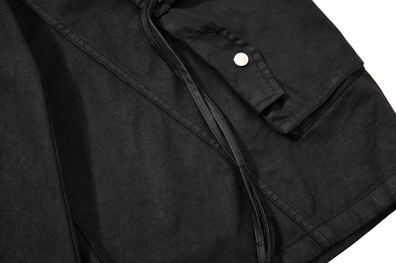 Yiaknis Black Wide-Leg Cargo Shorts with Drawstring Hems – photo 11