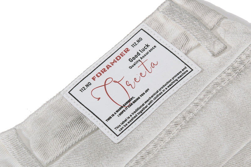 Yiaknis Wide-Leg Cropped Denim Trousers, Front Patch Pockets, White – photo 11