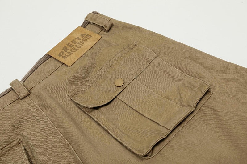 Yiaknis Wide-Leg Cargo Trousers with Flap Pockets, Khaki and Dark Grey – photo 11
