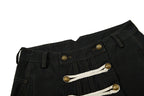Yiaknis Wide-Leg Trousers with Rope Front Lacing, Black and Beige – photo 11