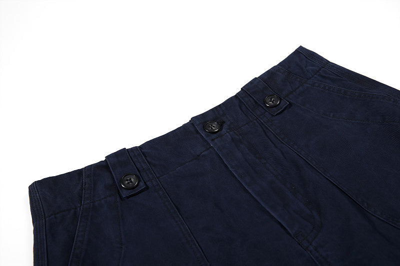 Yiaknis Wide-Leg Cargo Trousers with Button Front, Navy and Grey Green – photo 11