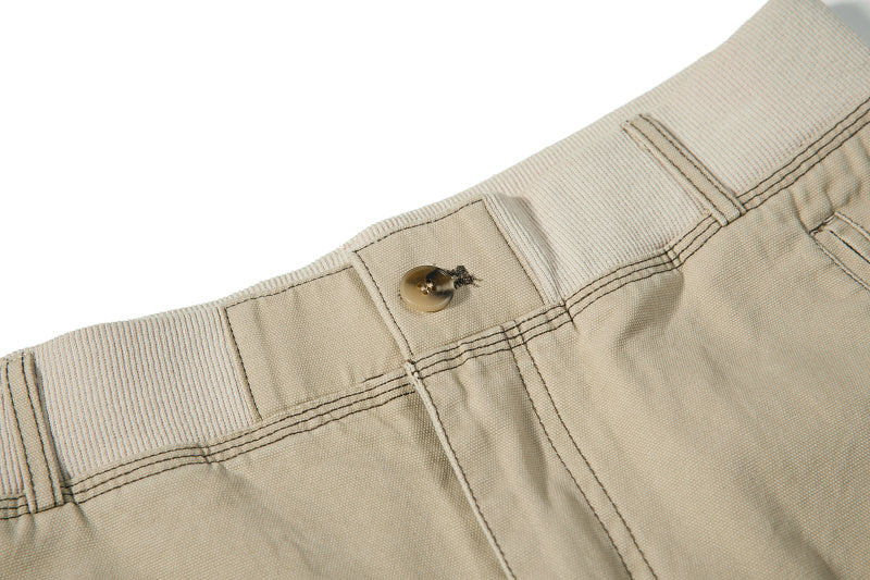 Yiaknis Khaki and Dark Grey Wide-Leg Cargo Trousers with Elastic Back Waist – photo 11