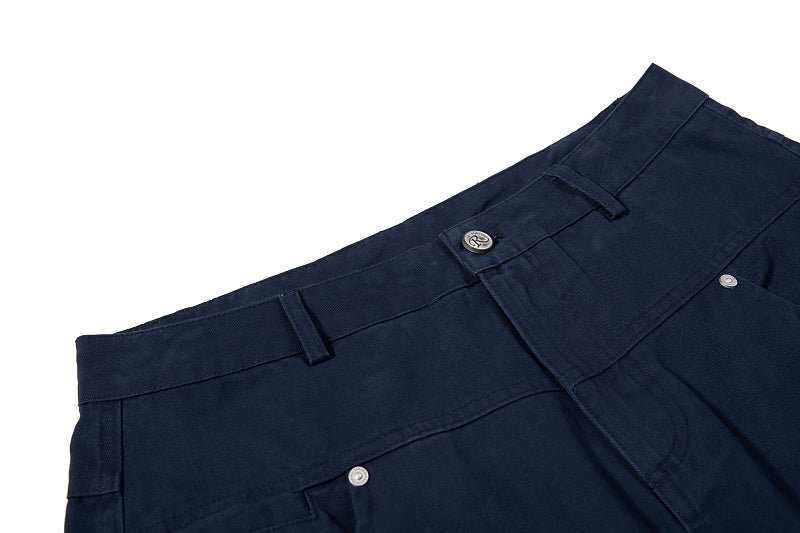 Yiaknis Wide-Leg Trousers with Diagonal Leg Seams, Navy and Dark Grey – photo 11