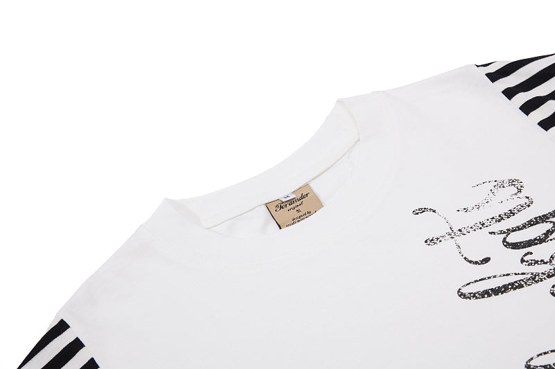 Yiaknis T-Shirt, Rhinestone Script Print, White and Black – photo 11