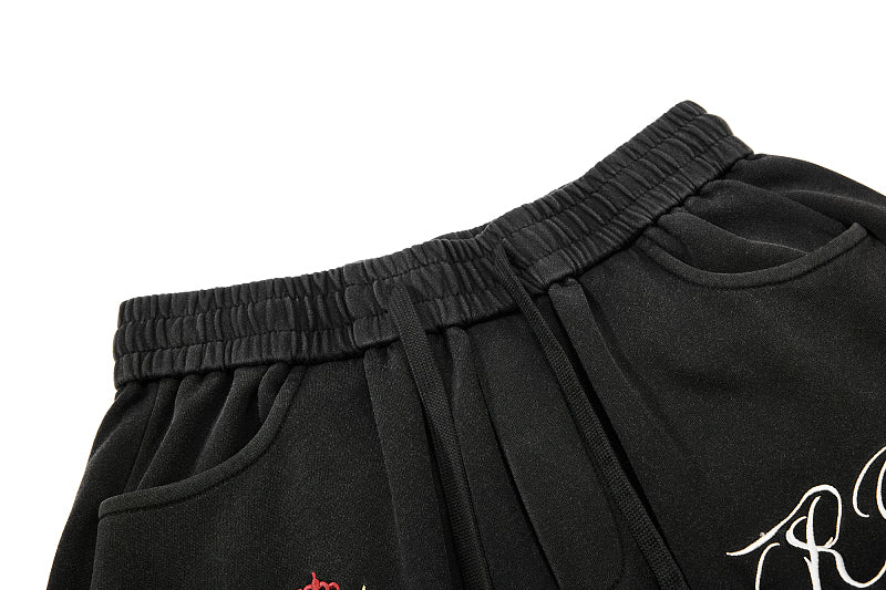 Yiaknis Wide-Leg Trousers with Crest Embroidery, Black and Red – photo 11