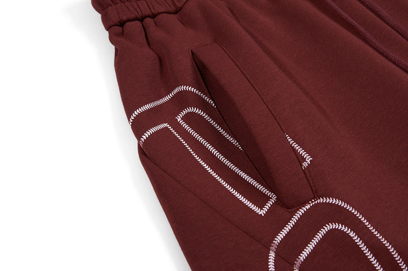 Yiaknis Wide-Leg Sweatpants, Letter Print, Burgundy and Black