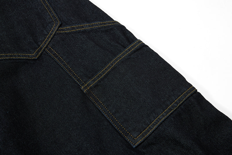 Yiaknis Wide-Leg Cropped Denim Trousers, Button Fly, Black – photo 11