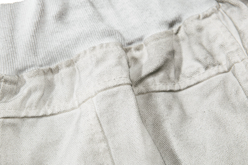 Yiaknis Wide-Leg Cropped Denim Trousers, Mesh Panels, Grey and White – photo 11