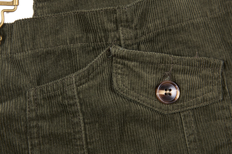 Yiaknis Corduroy Overalls with Adjustable Straps - Army Green, Black