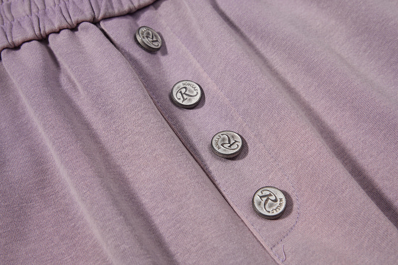 Yiaknis Wide-Leg Sweatpants, Letter Print, Light Purple and Black