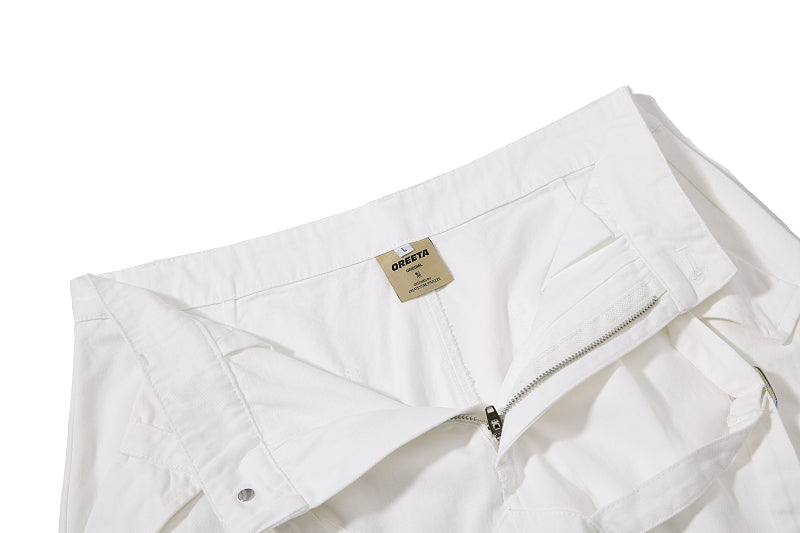 Yiaknis Wide-Leg Cropped Cargo Trousers, Lace-Up Legs, Off White and Black – photo 12