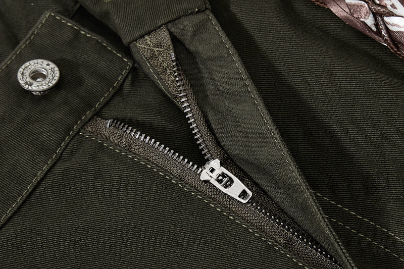 Yiaknis Wide-Leg Cargo Trousers, Snap Pockets, Dark Green and Black – photo 12