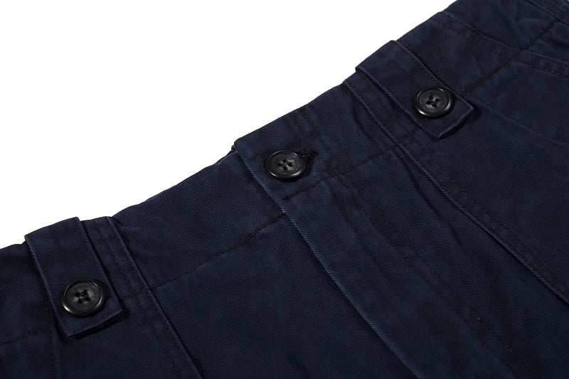 Yiaknis Wide-Leg Cargo Trousers with Button Front, Navy and Grey Green – photo 12