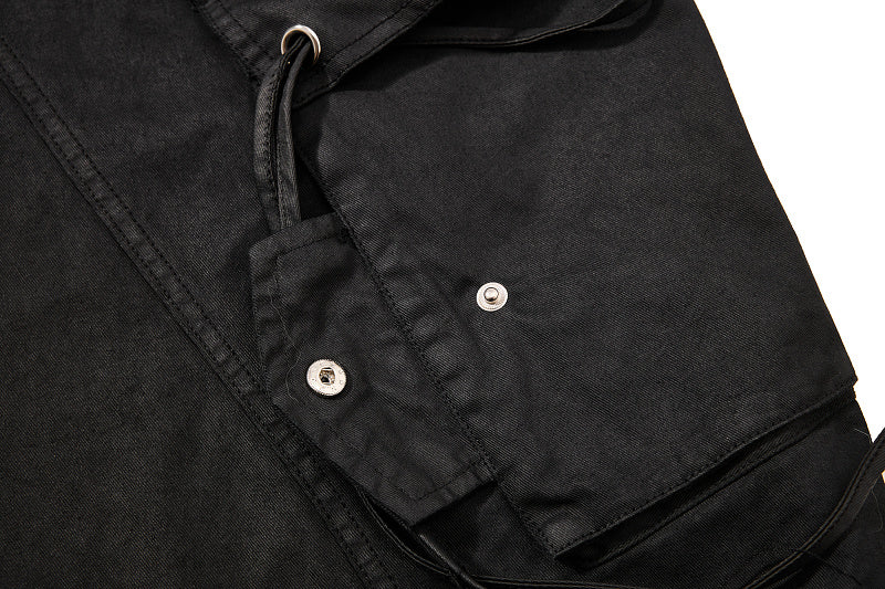Yiaknis Black Wide-Leg Cargo Shorts with Drawstring Hems – photo 12