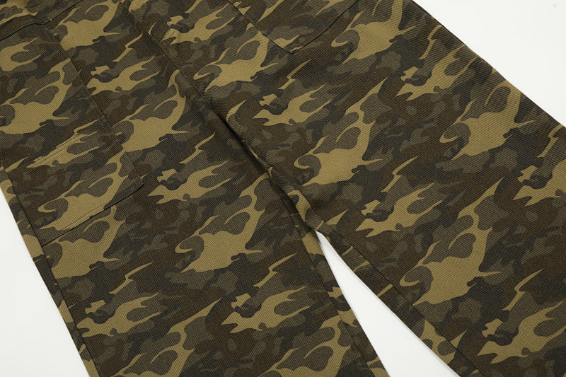 Yiaknis Camouflage Wide-Leg Overalls with Adjustable Straps
