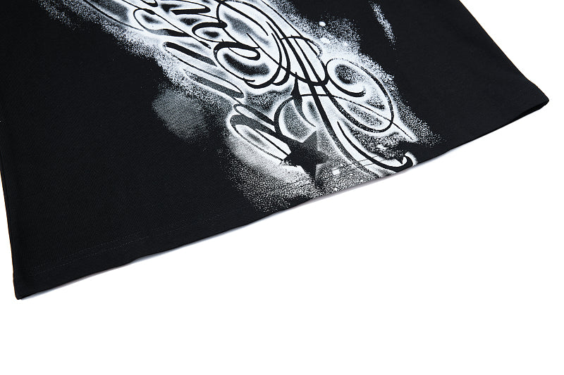 Yiaknis T-Shirt with Large Diagonal Calligraphy Print, White and Black – photo 12