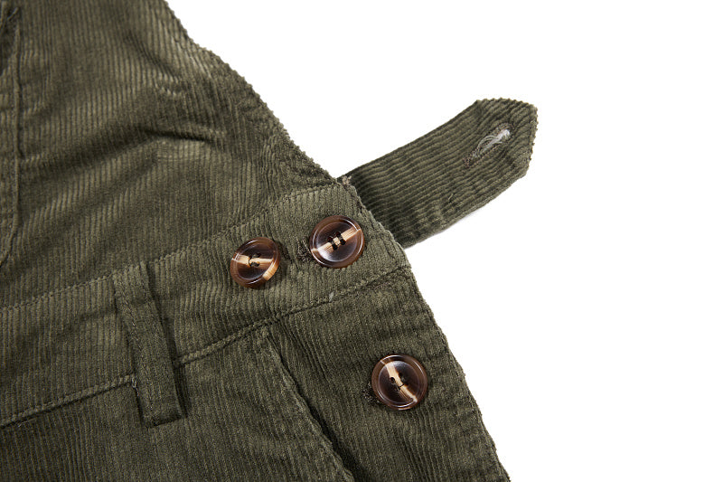 Yiaknis Corduroy Overalls with Adjustable Straps - Army Green, Black
