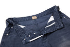 Yiaknis Wide-Leg Cropped Denim Trousers, Button Fly, Blue and Khaki – photo 12