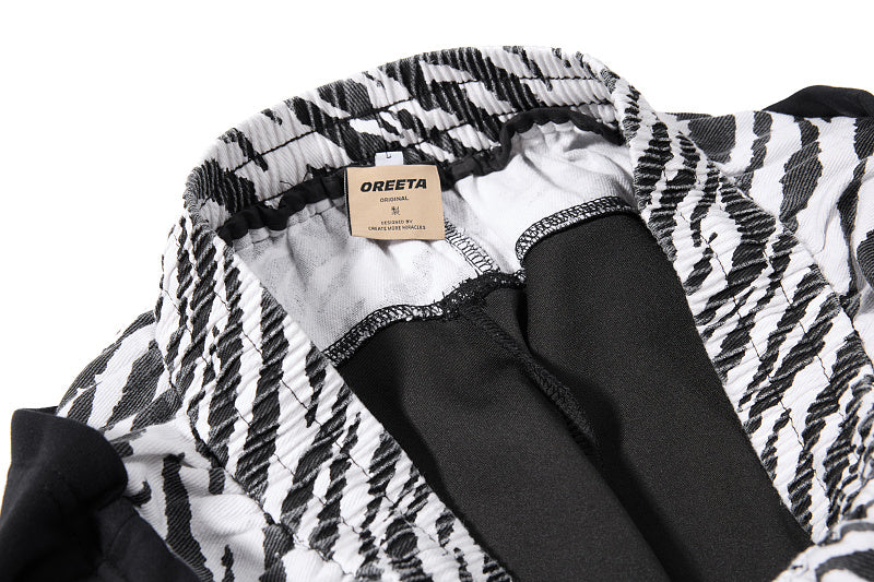 Yiaknis Wide-Leg Sweatpants, Star Print, Black and Light Grey
