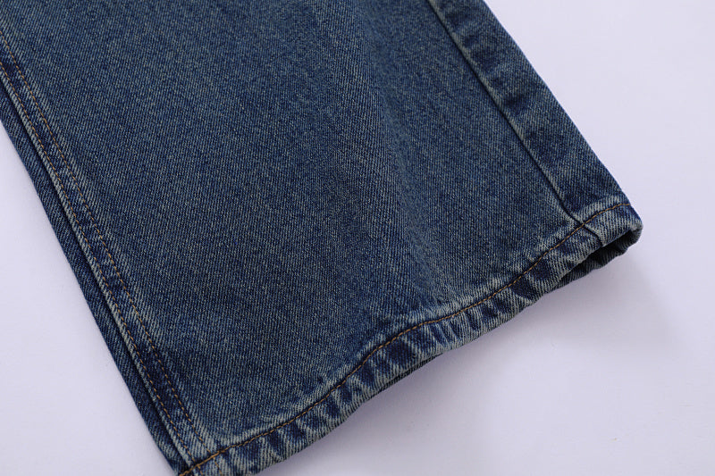 Yiaknis Wide-Leg Washed Denim Overalls, Front and Back Pockets, Blue – photo 12
