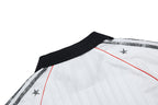Yiaknis Men's Black and White V-Neck Polo Shirt, Script and Flag Print – photo 12