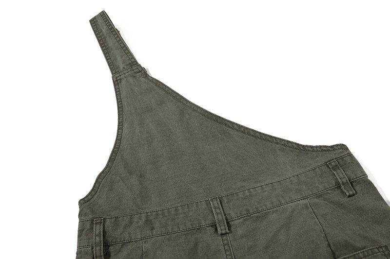 Yiaknis Wide-Leg Overalls with Zip Pockets - Grey Green, Light Beige